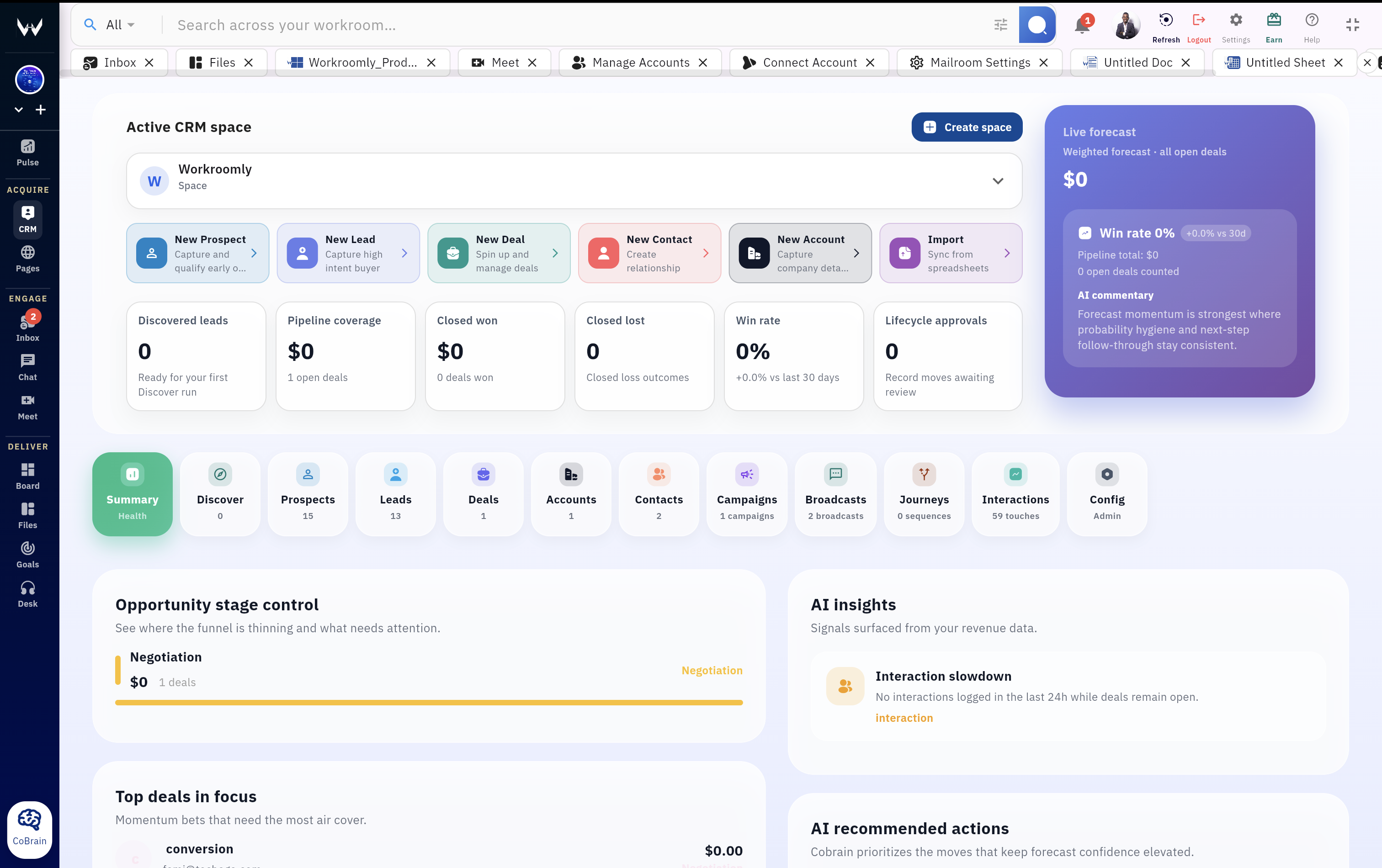 Workroomly CRM dashboard preview