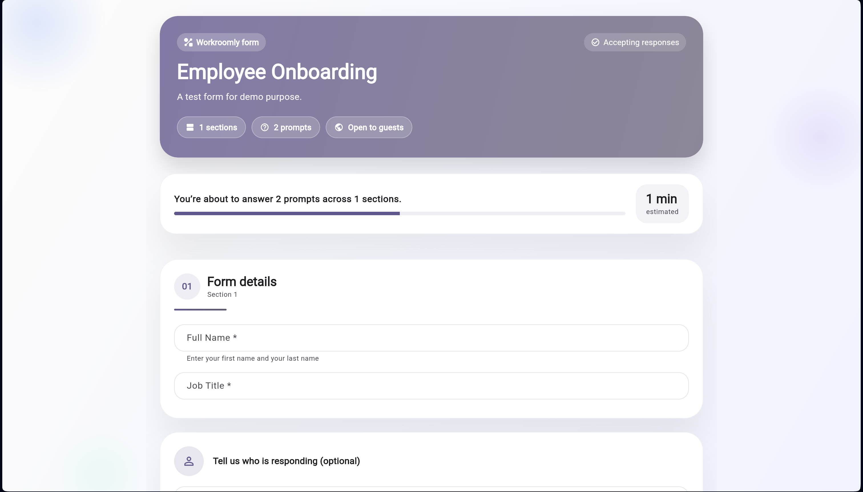 Conditional logic editor in Workroomly Forms showing branching paths and validation rules