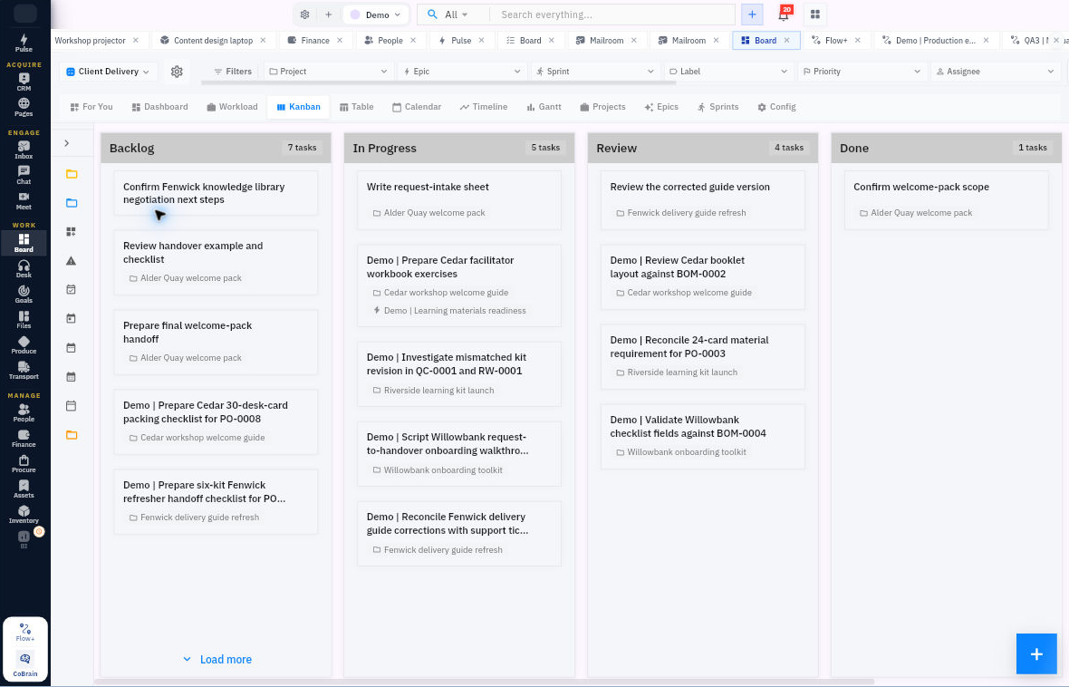 Workroomly Board: Populated Kanban