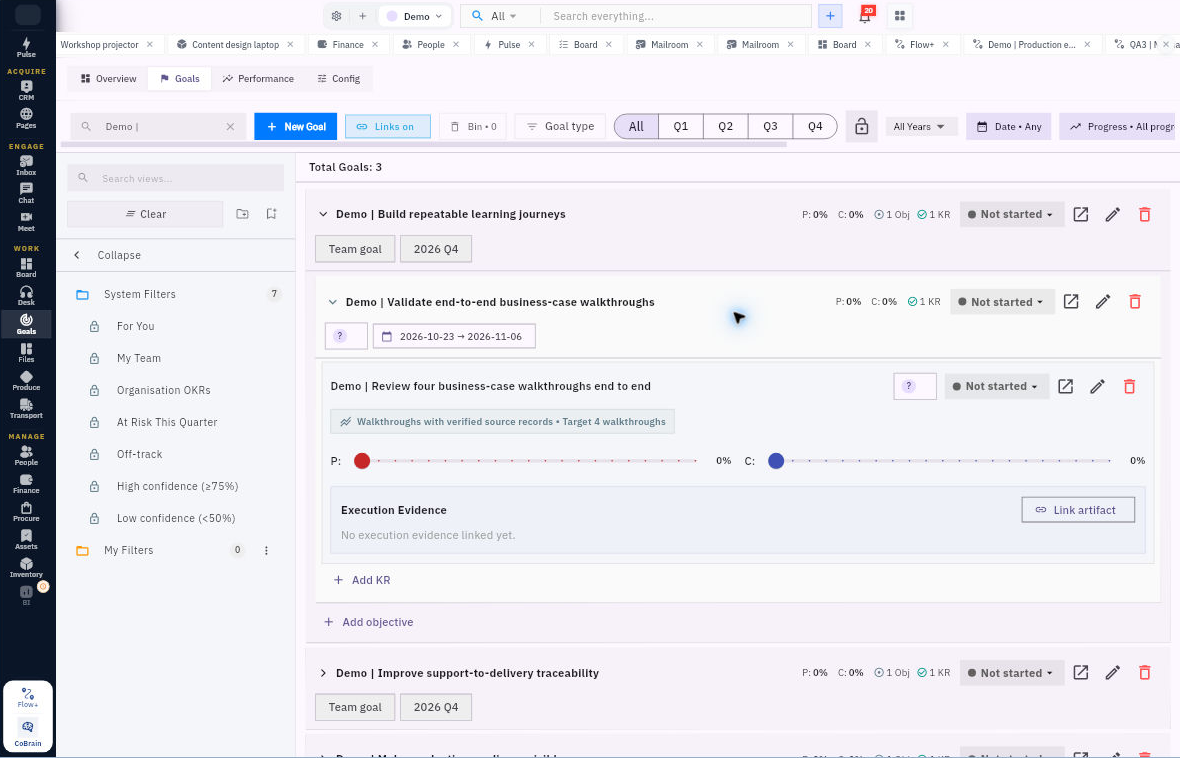Workroomly Goals: Goal objective and key result