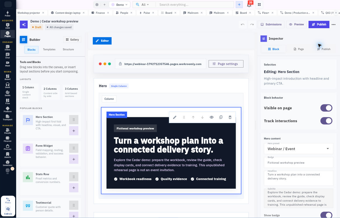 Workroomly Pages: Visual page builder